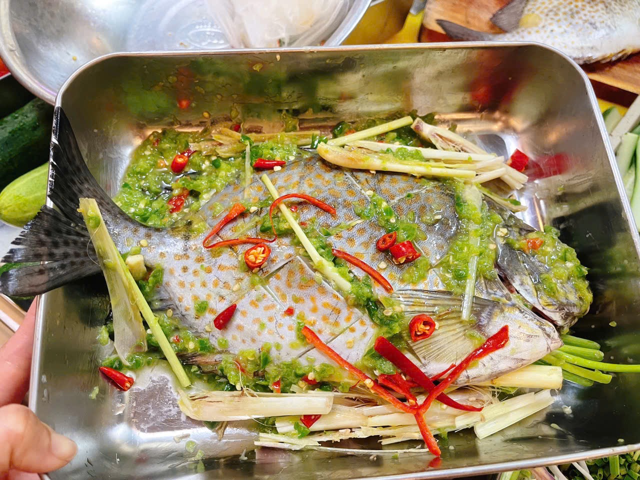 CÁ DÌA NƯỚNG MUỐI ỚT XANH – HẢI SẢN TƯƠI NGON TẠI CÁ MAI 79 #food #travel #delicious #seafood